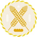 Bread icon with wheat grain spike in geometric style.