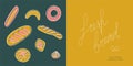 Bread illustrations for breadsticks label and bakery packaging design