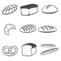 Bread icons illustrations isolated on white background. Design e Royalty Free Stock Photo