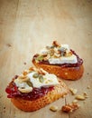 Bread with jam and brie cheese Royalty Free Stock Photo