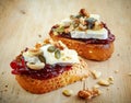 Bread with jam and brie cheese Royalty Free Stock Photo