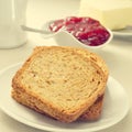 Bread, jam and butter Royalty Free Stock Photo