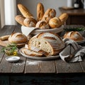 And bread knife are positioned beside the loaf enhancing the Royalty Free Stock Photo