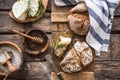 Bread on the leaven. Fresh homemade bread. Crisp. Bread at leaven. Unleavened bread. dietary bread Royalty Free Stock Photo