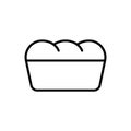 Bread. Linear icon of rectangular loaf of fresh bread. Black simple illustration of bakery products. Bakeshop logo. Contour