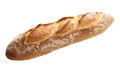 Bread loaf French baguette isolated on transparent background, view from above. Generative AI