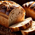 Bread, loaf of freshly baked bread, food meal staple