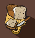 Bread loaf and knife on cutting Board Royalty Free Stock Photo