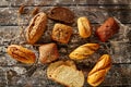 Bread loaf mixed in a rustic wood and wheat flour