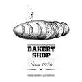 Bread loaf top view sliced sketch drawing. Hand drawn sketch style bakery shop product. Fresh morning baked food vector illustrati