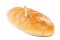 Bread loaf and wheat ear on white background. Royalty Free Stock Photo