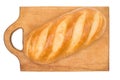 Bread loaf on a wooden chopping board isolated Royalty Free Stock Photo