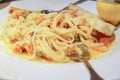 Bread, Lobster Scampi Linguini and folk