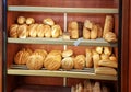 Bread on bakery selves in greece Royalty Free Stock Photo