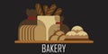 Bread logo for bakery isolated on black background