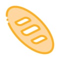 Bread Long Loaf Baked Food Icon Thin Line Vector