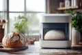 Bread maker machine with dough rising, generative ai Royalty Free Stock Photo