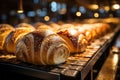 Bread manufacturing: industrial plant with automated equipment and a conveyor line Royalty Free Stock Photo