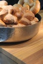 Bread in metal platter