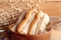 Bread with milk tea custard and hot tea. Royalty Free Stock Photo