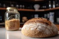 Bread Next To The Sourdough Jar. Generative AI Royalty Free Stock Photo