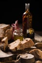 Bread with olive oil and balsamic vinegar dip Royalty Free Stock Photo