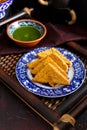 Bread Pakora with Coriander Spinach Chutney