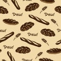 Bread pattern. Doodle bakery vector seamless illustration