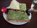 Bread with pesto and cheese snack Royalty Free Stock Photo