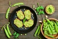 Bread with pesto sauce Royalty Free Stock Photo