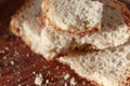 Bread. pieces of broken bread, fresh pastries in the bakery Royalty Free Stock Photo