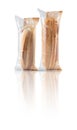 bread in a plastic bag cut out isolated white background with clipping path Royalty Free Stock Photo