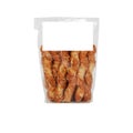 bread in plastic bag cut out isolated white background with clipping path Royalty Free Stock Photo