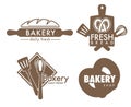 Bread and pretzel bakery shop kitchen tools isolated icons Royalty Free Stock Photo