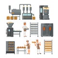 Bread production icon set vector illustration
