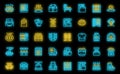 Bread production icons set vector neon Royalty Free Stock Photo