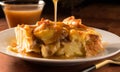 Bread pudding with a bourbon cream sauce Royalty Free Stock Photo