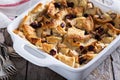 Bread pudding breakfast casserole with pear Royalty Free Stock Photo