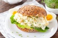 Bread roll with egg salad Royalty Free Stock Photo