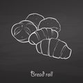 Bread roll food sketch on chalkboard