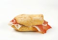 Bread roll (friselle) with slices of Schwarzwald ham Royalty Free Stock Photo