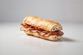 Bread roll with slices of crispy bacon Royalty Free Stock Photo