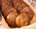 Bread or rolls in basket Royalty Free Stock Photo