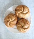 Bread rolls on a plate