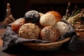 bread rolls with various seeds and grains