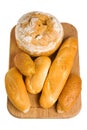 Bread and rolls on white Royalty Free Stock Photo