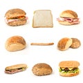 Bread and sandwiches collage Royalty Free Stock Photo