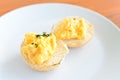 Bread with scrambled eggs Royalty Free Stock Photo