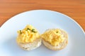 Bread with scrambled eggs Royalty Free Stock Photo