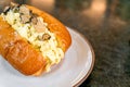 Bread with scrambled eggs and truffle mushroom Royalty Free Stock Photo